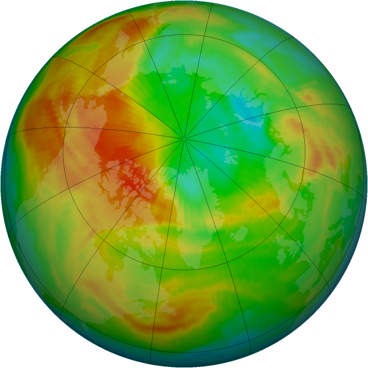 Arctic ozone map for 21 April 1997